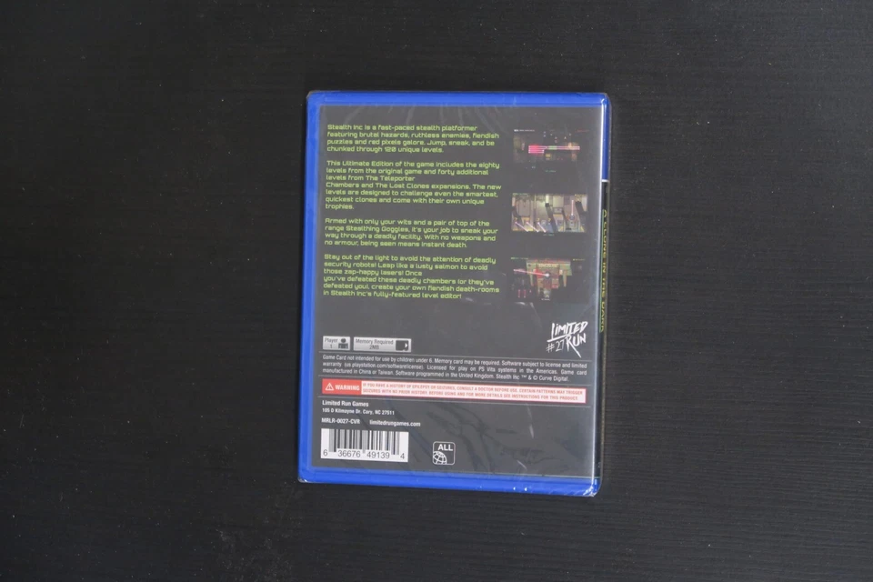 Stealth Inc. a clone in the dark Limited Run PSVITA Neuf PlayStation PS Vita - Photo 2/2