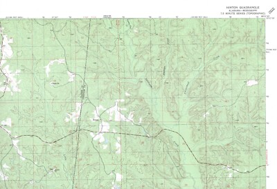 Hinton Quadrangle Alabama-Mississippi 1974 USGS Topo Map 7.5 Minute Topographic