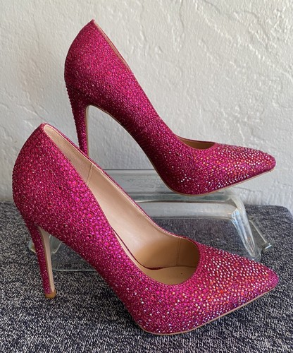 Lauren Lorraine Pink Bedazzled Samantha Pointy Toe Size 7 Stilettos Ombré - 第 1/14 張圖片
