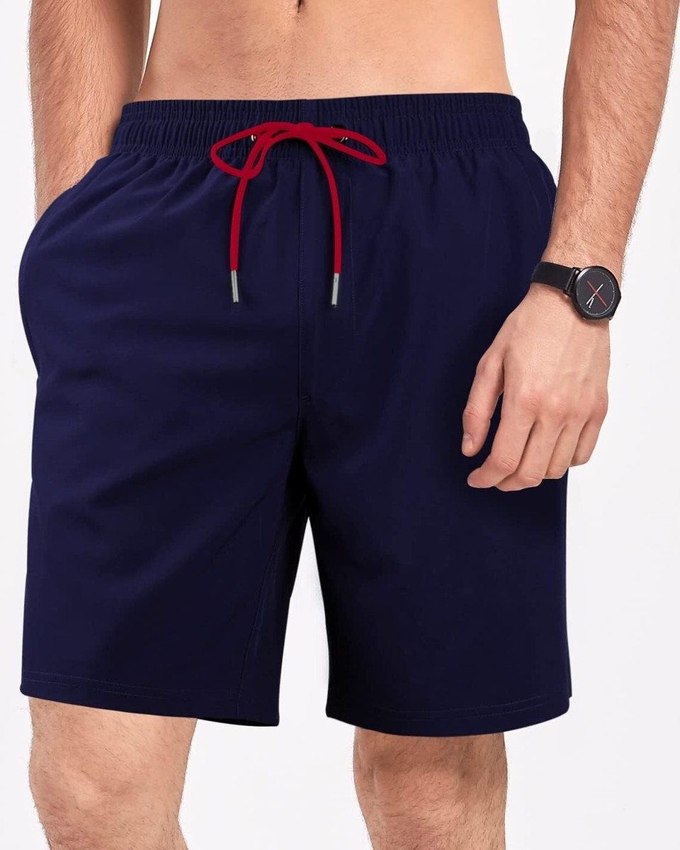 BOCACUE Mens Swimming Trunks with Compression Liner in