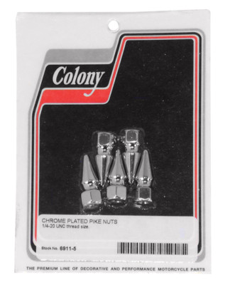 Chrome Spike Nuts 1/4-20 5 Pack For Harley Motorcycle Hardware