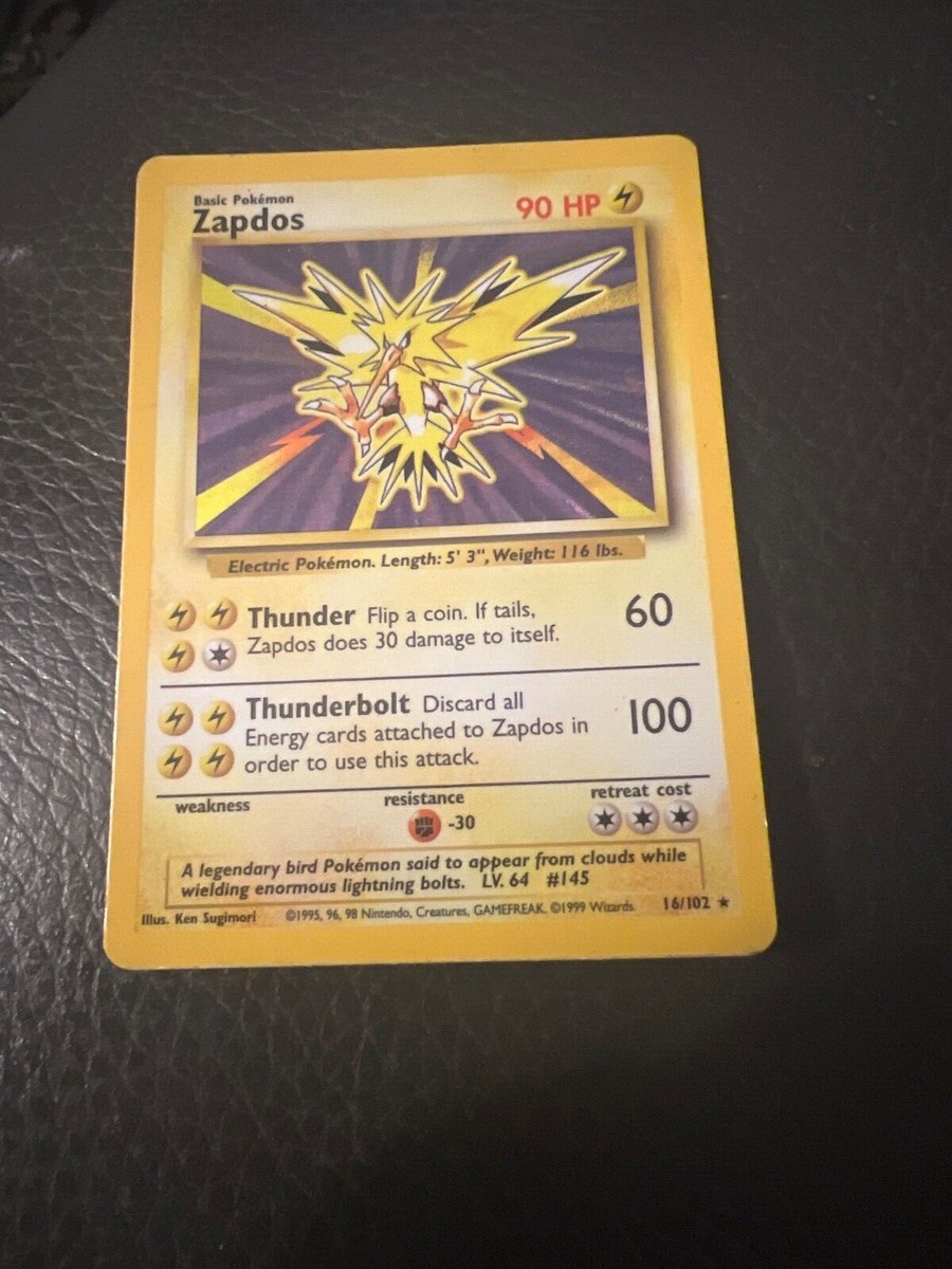 zapdos holographic pokemon card - (15) - Fossil Retreat Cost Pokmon TCG Zapdos Base Set