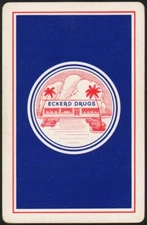 Vintage single playing card ECKERD DRUGS picturing the drugstore palm trees cars