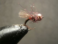 1 DOZEN TUNGSTEN HEAD BROWN AND RED NYMPHS FOR FLY FISHING-TUNG-14