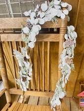 Silver Dollar Shine Christmas Winter Pinecone Eucalyptus Garland NEW 52”
