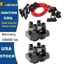 -2-Ignition Coil &Spark Plug Wires For Ford Ranger F150 Lincoln Mercury V8 FD487
