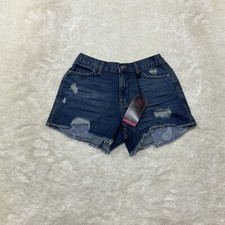 No Boundaries Juniors Size 5 Blue Denim Cut Off Shorts High Rise Relaxed Fit