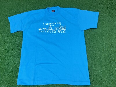 Vintage  I Survived The Move One Gateway Plaza XL Blue Shirt Metro MTA