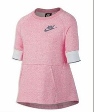 NIKE GIRL'S HEATHERED FLEECE SWEATSHIRT, YOUTH MEDIUM- PINK DM