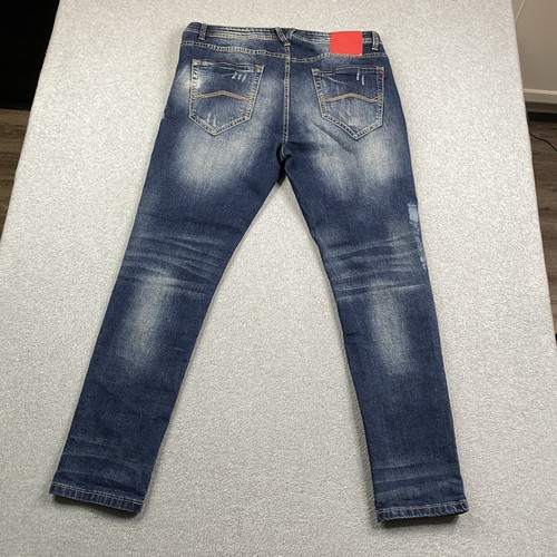 Jeans HardSoda Uomo 38x32 Skinny Fit Elasticizzato Denim Bottoni Fly Streetwear Preppy - Foto 22 di 22