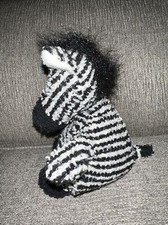 Russ Zippy Zebra Plush Home Buddies Floppy Terry Stuffed Bean Bag White Black 5"
