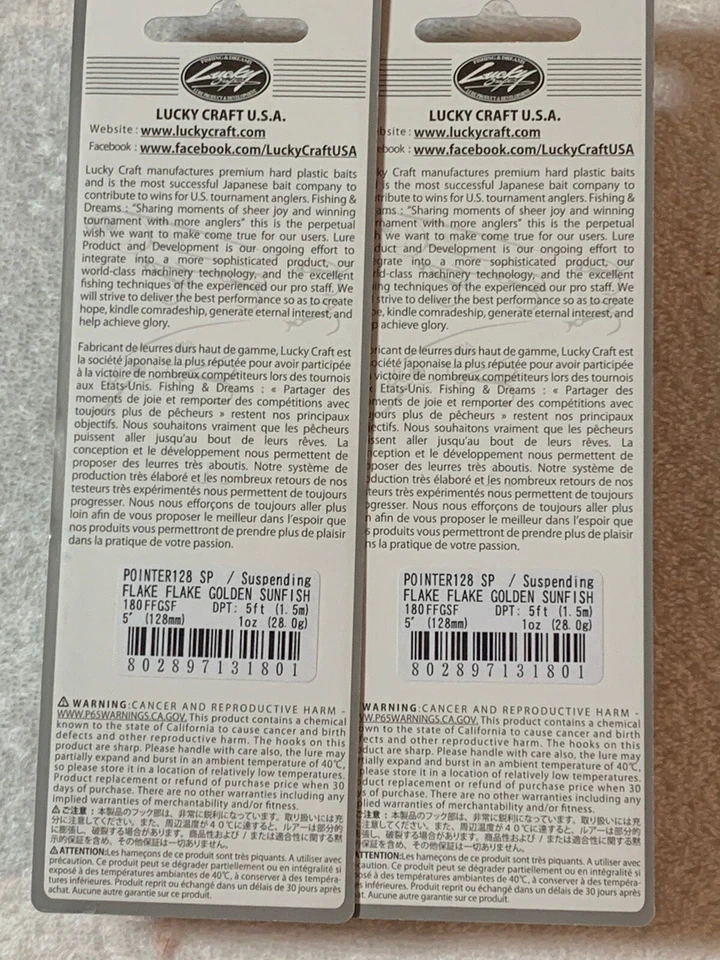 (LOTE DE 2) PUNTERO LUCKY CRAFT 128SP 1oz. FLAKE FLAKE GOLDEN SUNFISH NIP 128 SP Foto 4 de 4