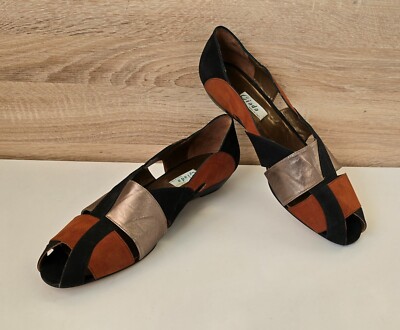 Giada Leder Pumps Peeptoes Schuhe Loafer Slipper Gr. 9,5 = 44