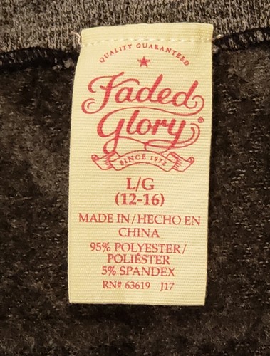 FADED GLORY – Girl’s Gray and Black Fleece Leggings – Size: Large 12/16 - Picture 5 of 5