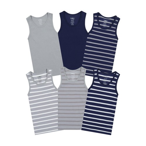 Buyless Fashion Boys Scoop Neck Undershirts Tagless Tank Top White (6 Pack) - Picture 29 of 56