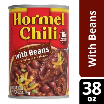 HORMEL Chili with Beans Canned Chili, Shelf-Stable, Large 38 oz Steel Can