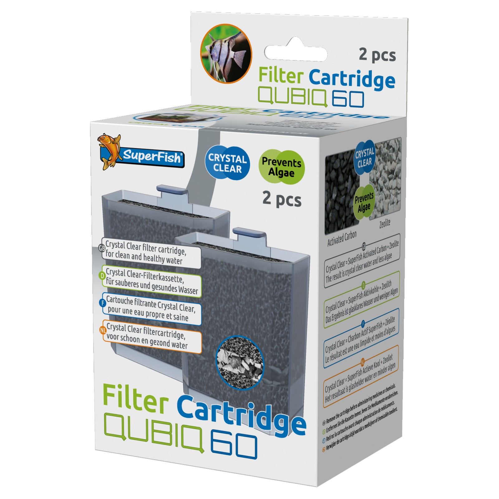 Superfish Qubiq 60 Cartridge (2pcs) Filter Media Replacement Aquarium Fish Tank