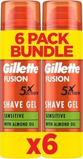 Gillette Fusion Shave Gel for Men with Almond Oil, Sensitive Skin, 200ml 91.35 per litre