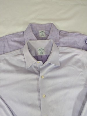 2 Brooks Brothers Regent Dress Shirts Mens 16 2/3 Purple Non Iron Button Down