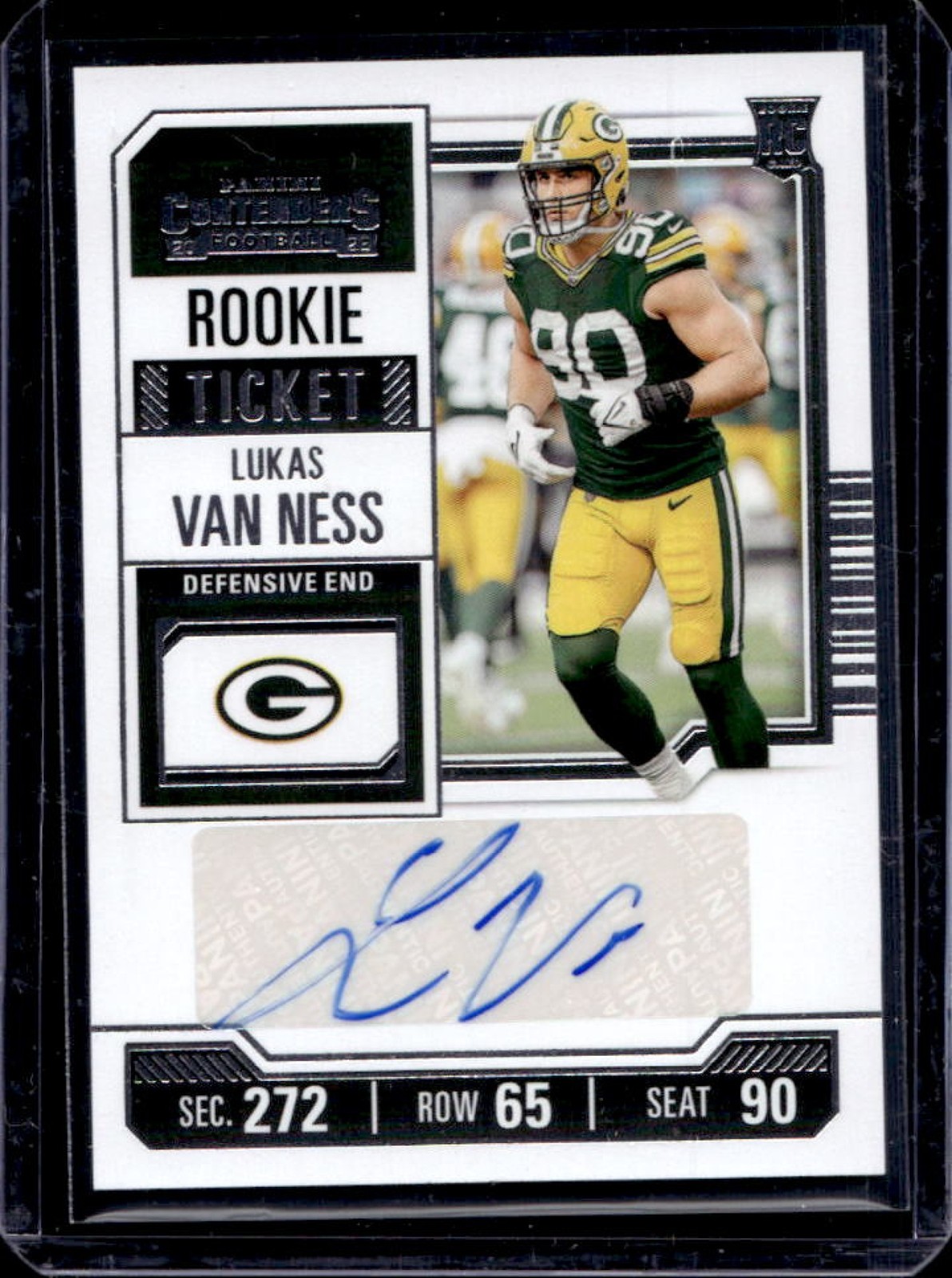 2023 Contenders Lukas Van Ness Auto RC Rookie Ticket #250 Packers