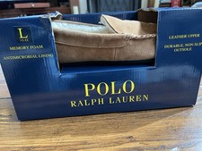 Polo Ralph Lauren Mens Pony Bear Brown Moccasin Slippers New In Box Size L