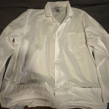Unisex Fashion Seal Healthcare White Button Lab Coat w/ Front Pocket Size Large