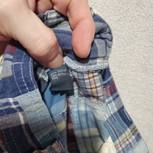 Polo Ralph Lauren Shorts Men 36 Blue Cargo Indigo Madras Plaid Patchwork VTG Dad - Picture 10 of 12