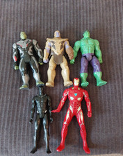 Lot of 5 Marvel Avengers Titan Hero Action Figures - Thanos, Hulk, Ironman  12"