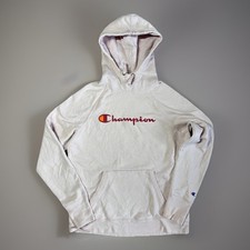 Champion Hoodie Size M Womens Pale Pink Script Logo Casual Activewear Loungewear