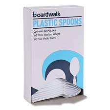 Boardwalk SPOONMWPSBX Mediumweight Polystyrene Teaspoons - White (100/Box) New