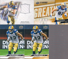 CFL Football UD CFL Winnipeg 4 Card Lot Dalton Schoen SP Game Used Jersey ++