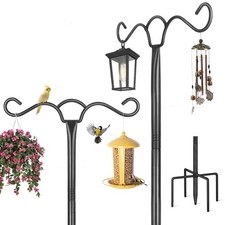 Double Shepherds Hooks for Outdoor, 2 Pack 76 Inch Heavy Duty Bird Feeder Pol...