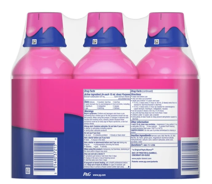 Pepto Bismol Ultra 3x12oz 2X Alivio concentrado Náuseas Acidez estomacal Diarrea Foto 3 de 3