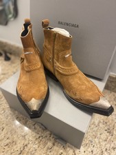 Balenciaga Santiag Mens Bootie L40 Suede/Sati...