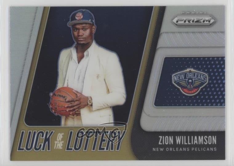 2019-20 Panini Prizm Luck of the Lottery Silver Zion Williamson #1 Rookie RC yf4