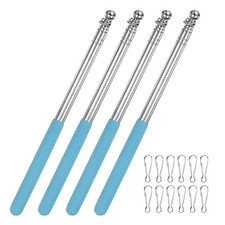 Confezione da 4 Pali per Bandiera Telescopici Portatile, 3.9ft/1.2m Acciaio Inox [Azzurro]