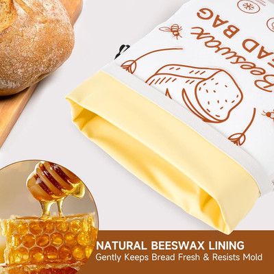 2 Packs Beeswax Bread Bags Homemade Sourdough XL Linen Reusable Bag Bread 17X13''