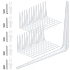 24 Pack 10x12 Inch White Shelving Brackets Metal L Brackets Wall Supports