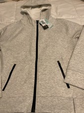 DSG Girls Sport Fleece Full Zip Hoodie Large 14 heather gray Lightweight NWT