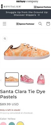 Waco Revitalign Santa Clara Tie Dye Slip-On Comfort Shoes Women s 9.5 B Yellow 