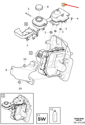 VOLVO XC40 Bremsflüssigkeitsbehälter-Kit RHD 32281582. NEU. ORIGINAL