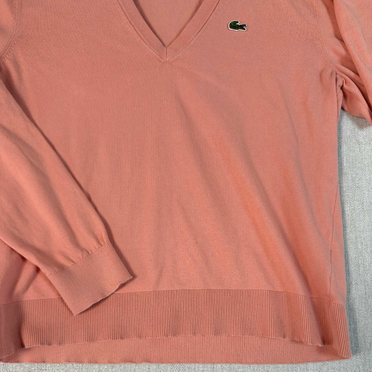 Lacoste Womens V-Neck Sweater Size 40 US M Coral Long Sleeve Preppy Academia thumbnail 7