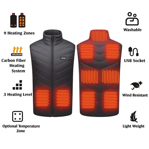 Heated Vest 9 Heating Zones With 10000mAh Battery Pack Electric Heating Vest US image 3