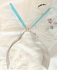 Vintage Large Tongs Stainless w Blue Vinyl Handles 11" Length