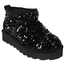 Botín Bearpaw Mujer SYDNEY Lentejuelas Adornado NEGRO Talla 9 NUEVO EN CAJA