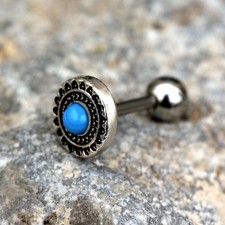 316L Stainless Steel Mayan Sun Symbol Design Cartilage Earring CTS329