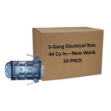 10-Pack 3-Gang New Work Electrical Box 44 Cu In ETL Certified Outlet/Switch Box