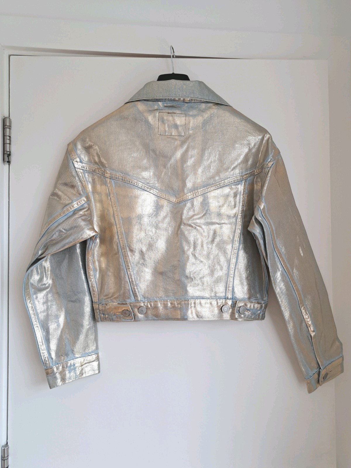 Levi Strauss Jacket Levi's Shrunken '90s Trucker Jacket £140rrp Blue Gold BNWT image 10