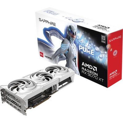 SAPPHIRE Radeon RX 9070 XT Pure, Grafikkarte, weiß