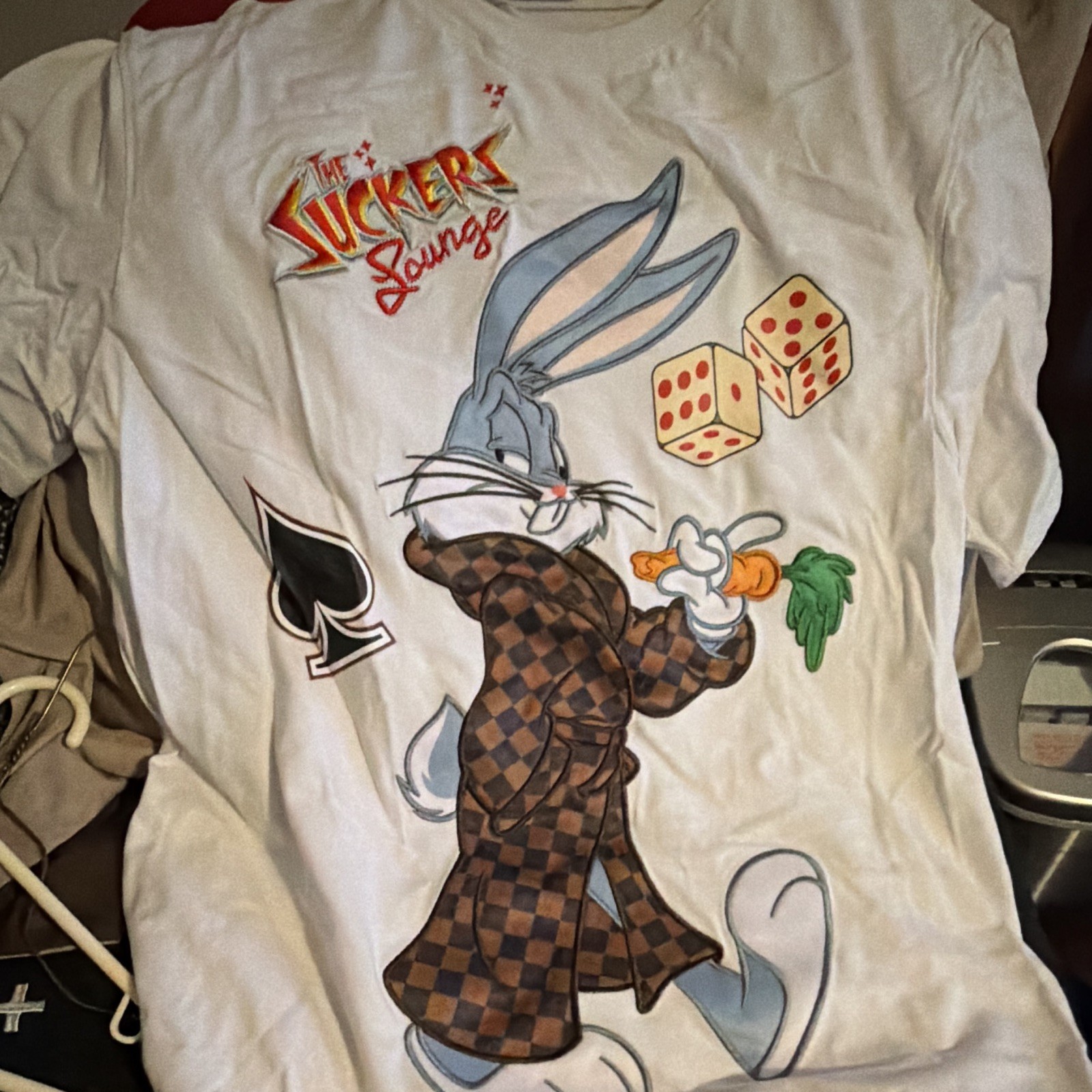 Looney Tunes Bugs Bunny Men's 2XL White Graphic Crew Neck Cotton T-Shirt